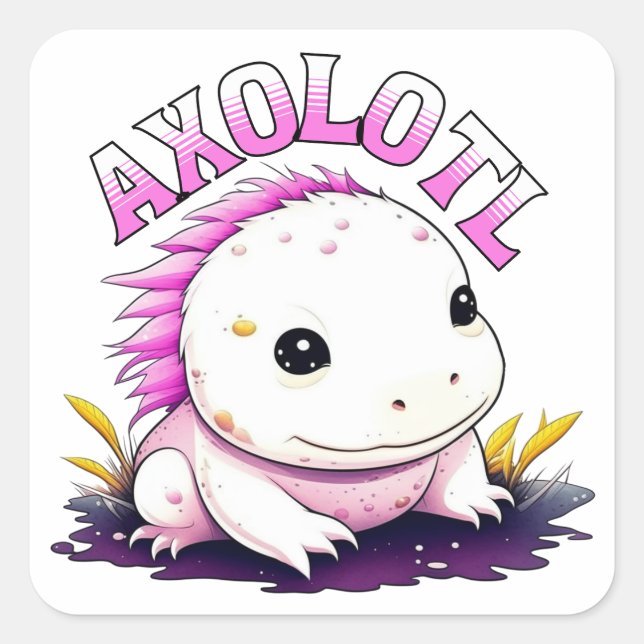 Cute Kawaii Axolotl  Square Sticker (Front)