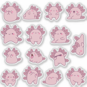 Cute kawaii axolotl sticker pack