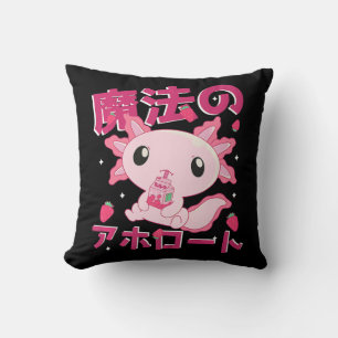 Cute Kawaii Axolotl Strawberry Milk Shake Japanese Cushion
