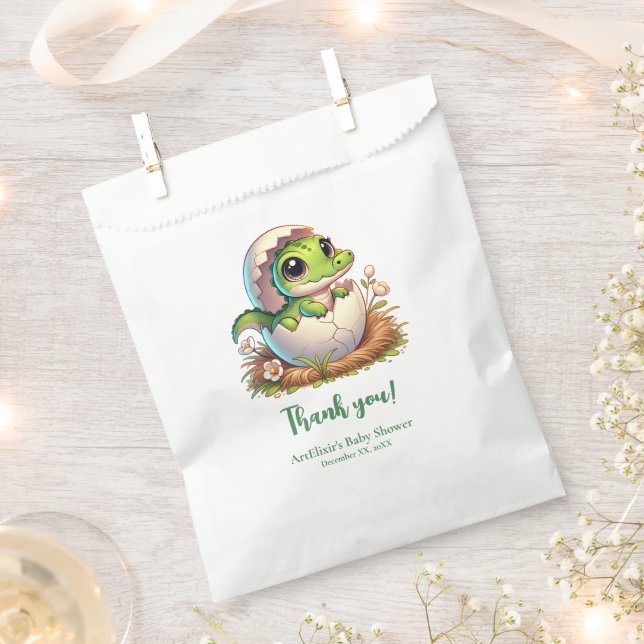 Cute Kawaii Baby Alligator Hatching Baby Shower Favour Bag (Clipped)