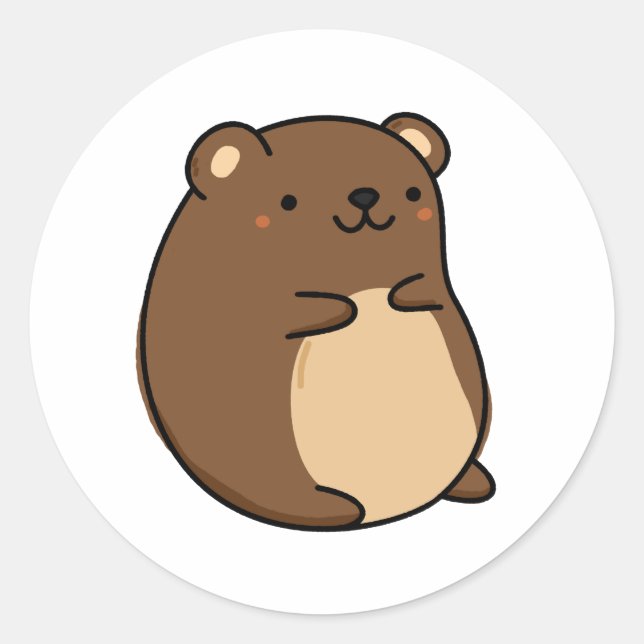 Cute Kawaii Baby Brown Bear Classic Round Sticker (Front)