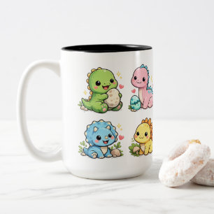Cute Kawaii Baby Dinosaurs Mug   Adorable Dinosaur