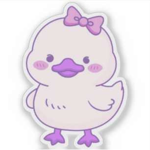 Cute Kawaii Baby Duckling Purple Hair Bow Vinyl
