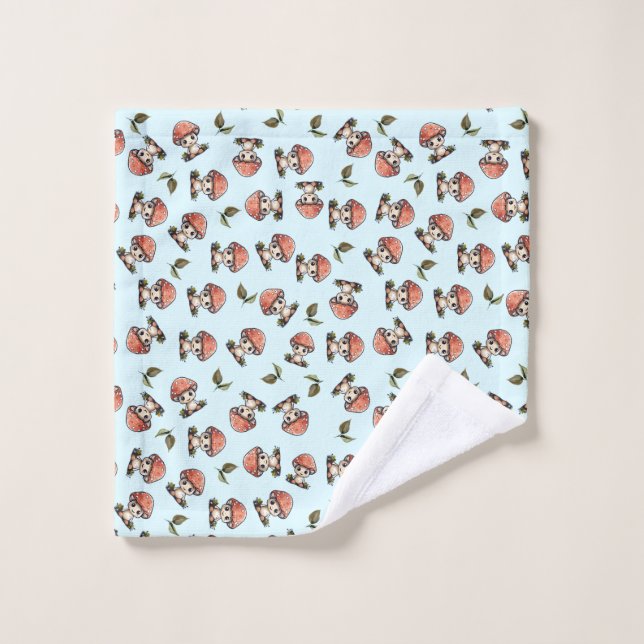 Cute Kawaii Baby Mushroom Pattern Wash Cloth (Wash Cloth)