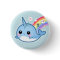 Cute kawaii baby narwhal with rainbow