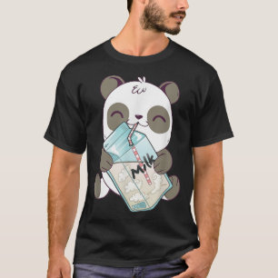 Cute Kawaii Baby Panda Drinking Milk Panda Bear  T-Shirt