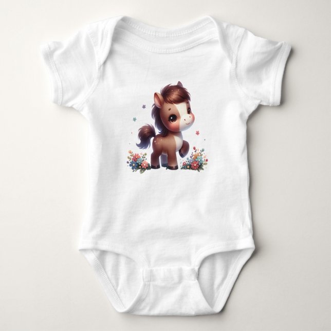 Cute Kawaii Baby Pony with Flowers Bodysuit (Front)