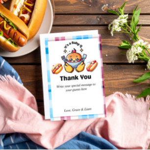 Cute Kawaii Baby-Q Gender Reveal Party Thank You Card