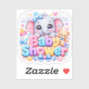 Cute Kawaii Baby Shower Elephant Pastel Pink Teddy