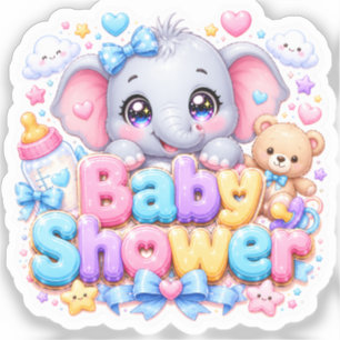 Cute Kawaii Baby Shower Elephant Pastel Pink Teddy