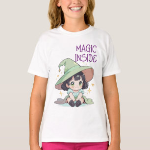 Cute Kawaii Baby Witch Design for Kids, Toddlers  T-Shirt
