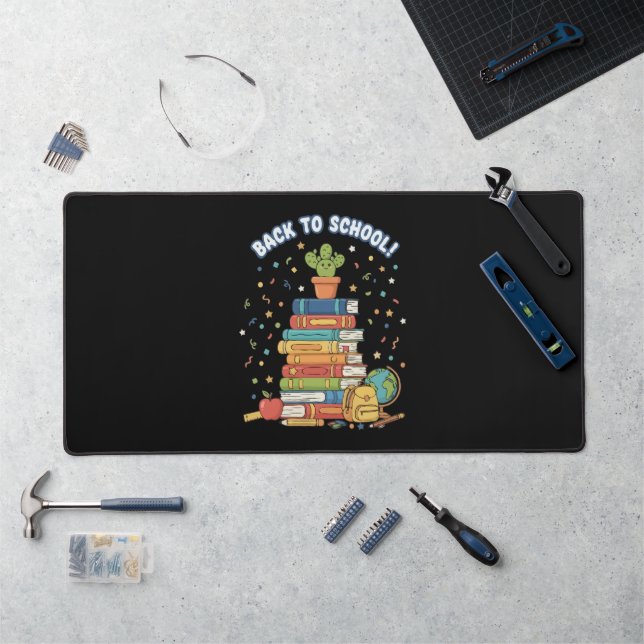 Cute Kawaii Back To School Books Desk Mat (Workstation)