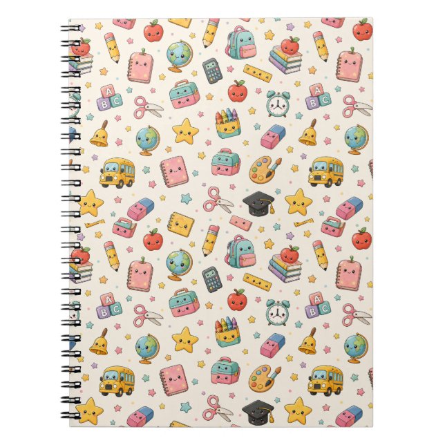 Cute Kawaii Back to School Spiral Notebook (Front)