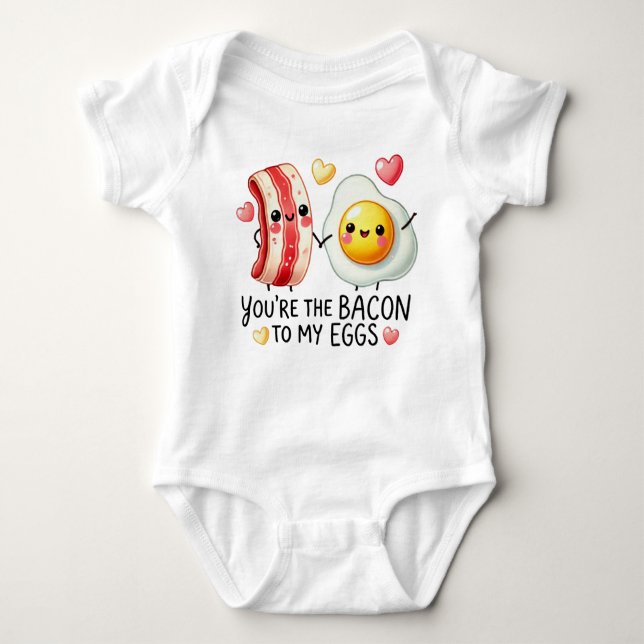 Cute Kawaii Bacon and Eggs Baby Bodysuit (Front)