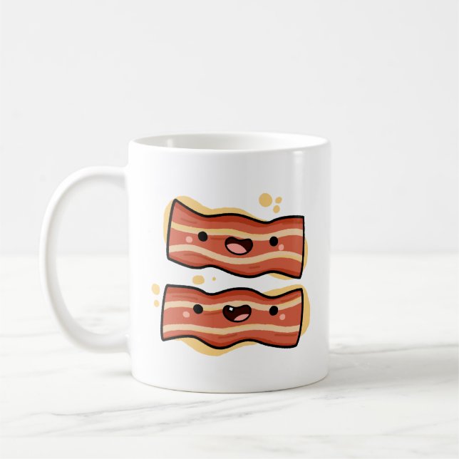 Cute Kawaii Bacon Strips Coffee Mug (Left)