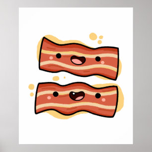 Cute Kawaii Bacon Strips Poster