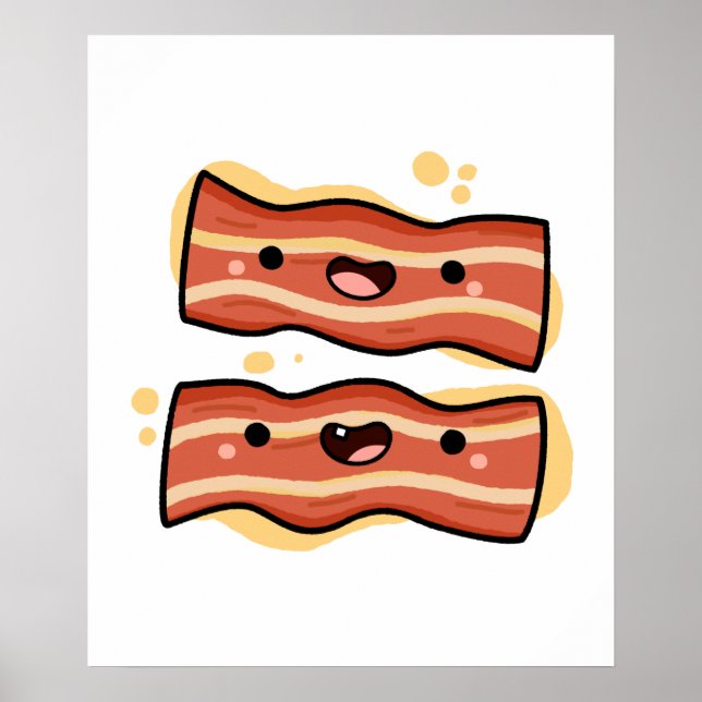 Cute Kawaii Bacon Strips Poster (Front)