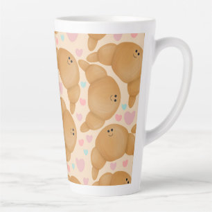 Cute Kawaii Bakery Happy Croissant Pastel Latte Mug