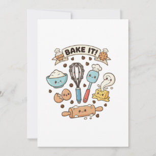Cute Kawaii Baking Team Bake It! Fun Baker Gift Thank You Card