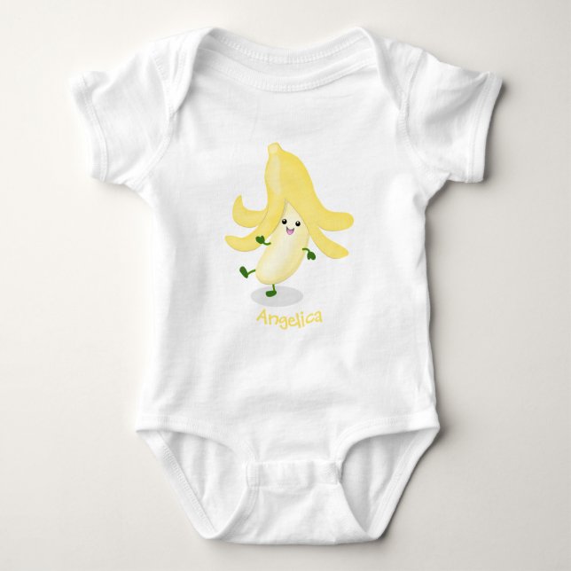 Cute kawaii banana cartoon baby bodysuit (Front)