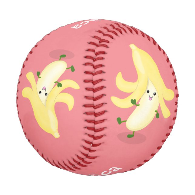 Cute kawaii banana cartoon baseball (Angled)