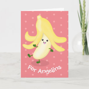 Cute kawaii banana cartoon card