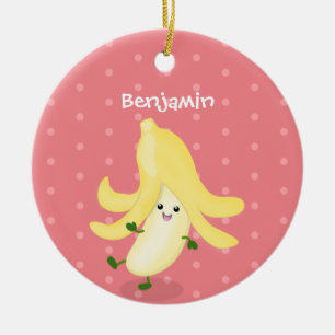 Cute kawaii banana cartoon ceramic ornament