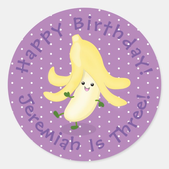 Cute kawaii banana cartoon classic round sticker (Front)