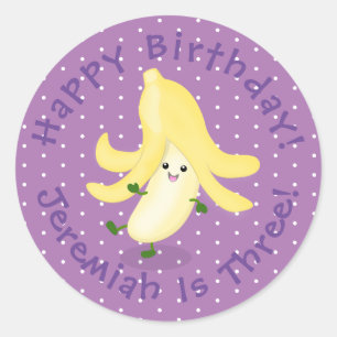 Cute kawaii banana cartoon classic round sticker