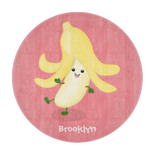 Cute kawaii banana cartoon cutting board