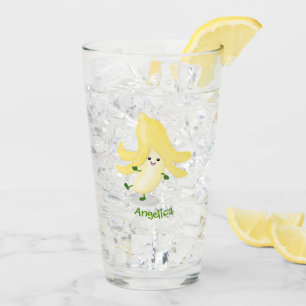 Cute kawaii banana cartoon glass