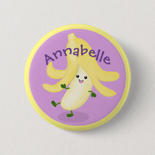 Cute kawaii banana cartoon illustration 6 cm round badge