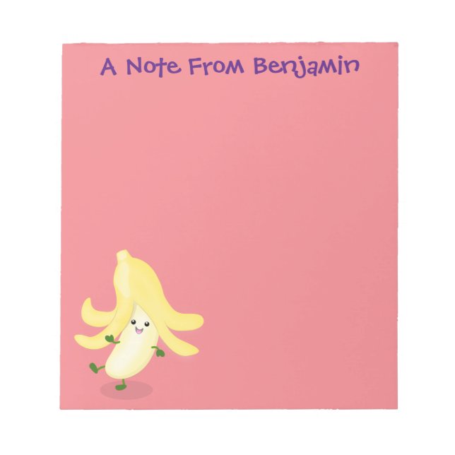 Cute kawaii banana cartoon illustration notepad (Front)