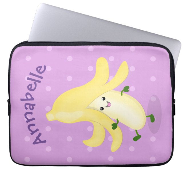 Cute kawaii banana cartoon laptop sleeve (Front)