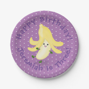 Cute kawaii banana cartoon paper plate