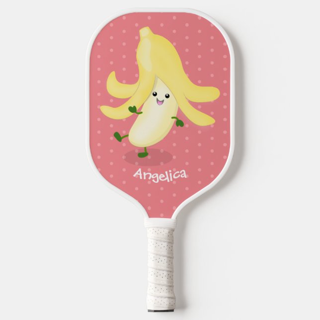 Cute kawaii banana cartoon  pickleball paddle (Front)