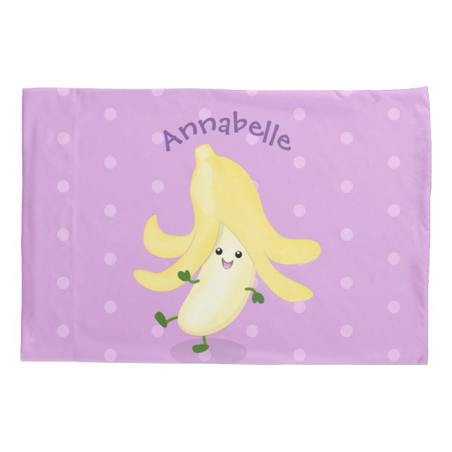 Cute kawaii banana cartoon pillowcase (Back)
