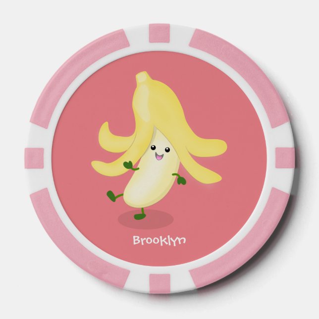 Cute kawaii banana cartoon poker chips (Front)
