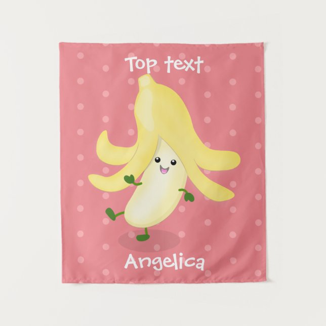 Cute kawaii banana cartoon  tapestry (Front)