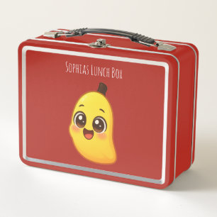 Cute Kawaii Banana Lunch Design Metal Lunch Box