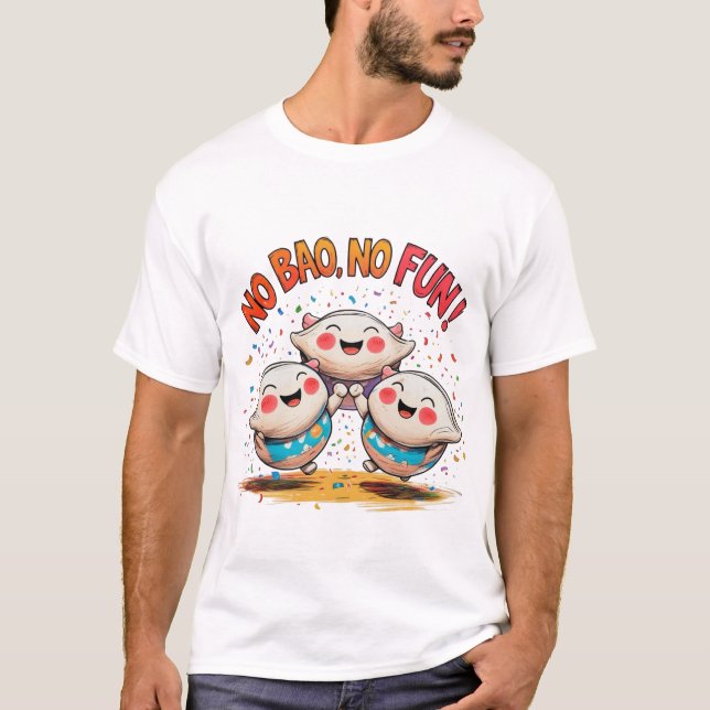 Cute Kawaii Bao Buns Holding Hands – Fun Food Art  T-Shirt (Front)