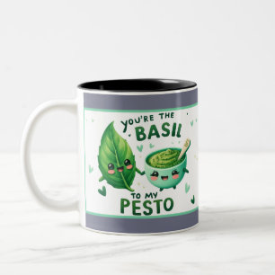 Cute Kawaii Basil and Pesto Two-Tone Coffee Mug