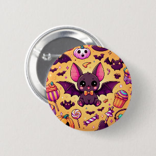 Cute kawaii bat candy halloween 6 cm round badge