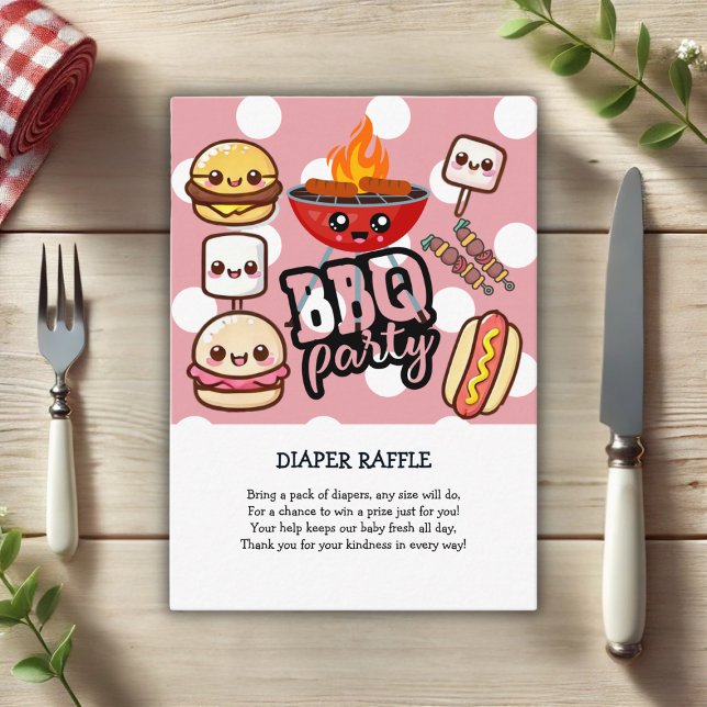 Cute Kawaii BBQ Party Baby Shower Enclosure Card (Creator Uploaded)