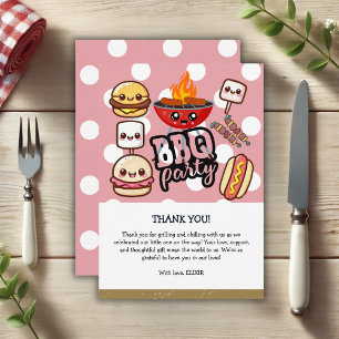 Cute Kawaii BBQ Party Baby Shower Thank You Card