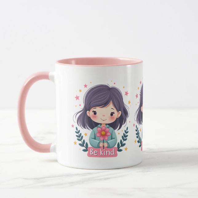 Cute Kawaii "Be Kind" Illustration Mug (Left)