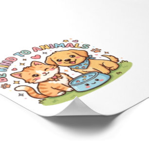 Cute Kawaii Be Kind To Animals Cute Cat andSticker Poster