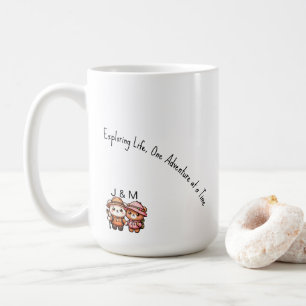 Cute Kawaii Bear Couple Adventure Hiking Coffee Mug