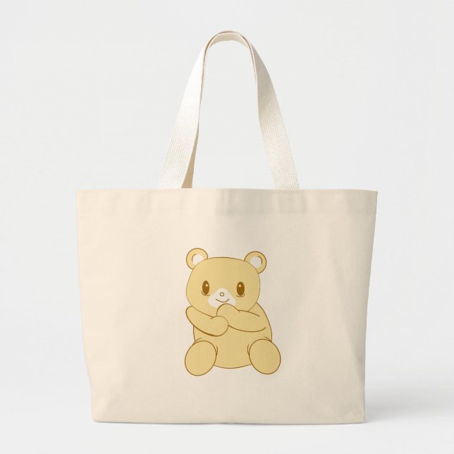 Cute Kawaii Bear Cub Large Tote Bag (Front)