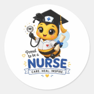 Cute Kawaii Bee Nurse Graduation 2026 Classic Round Sticker